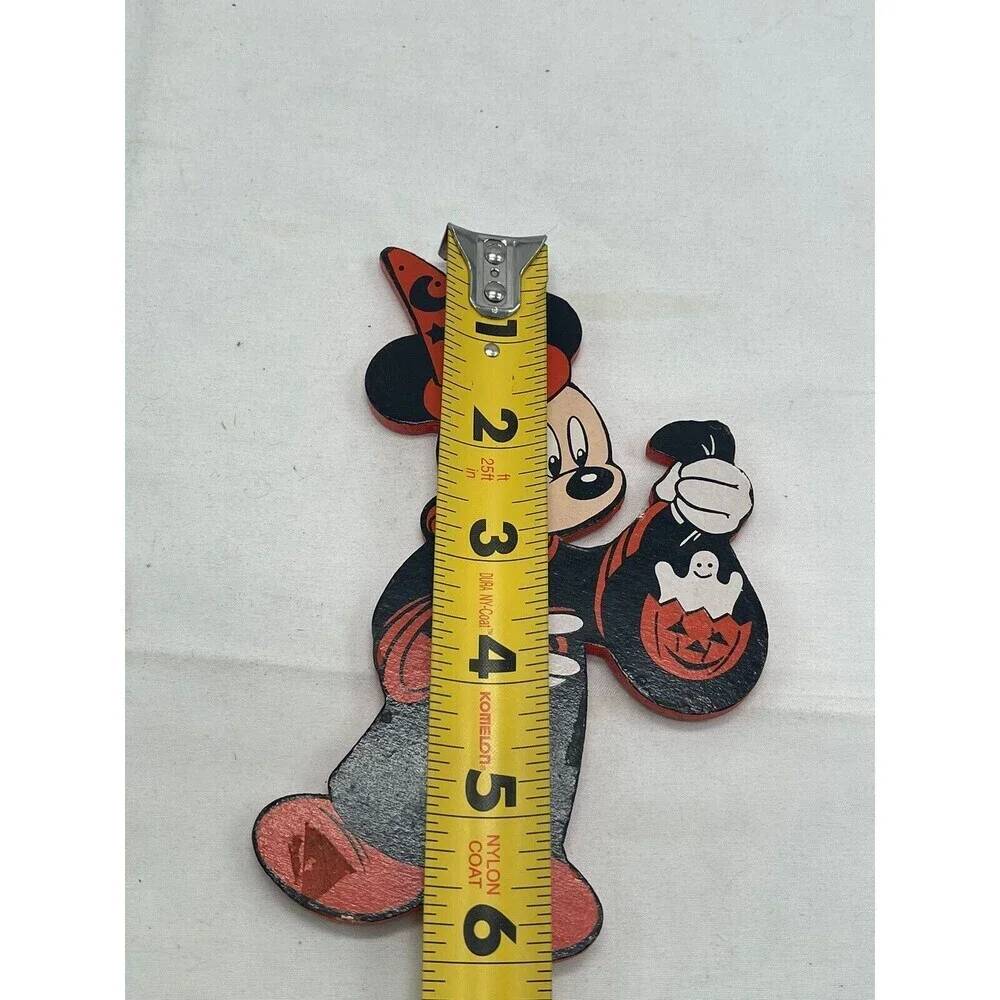 Vintage Walt Disney Co HALLOWEEN 2 MICKEY MOUSE 6” Wooden Ornament 1987 RARE